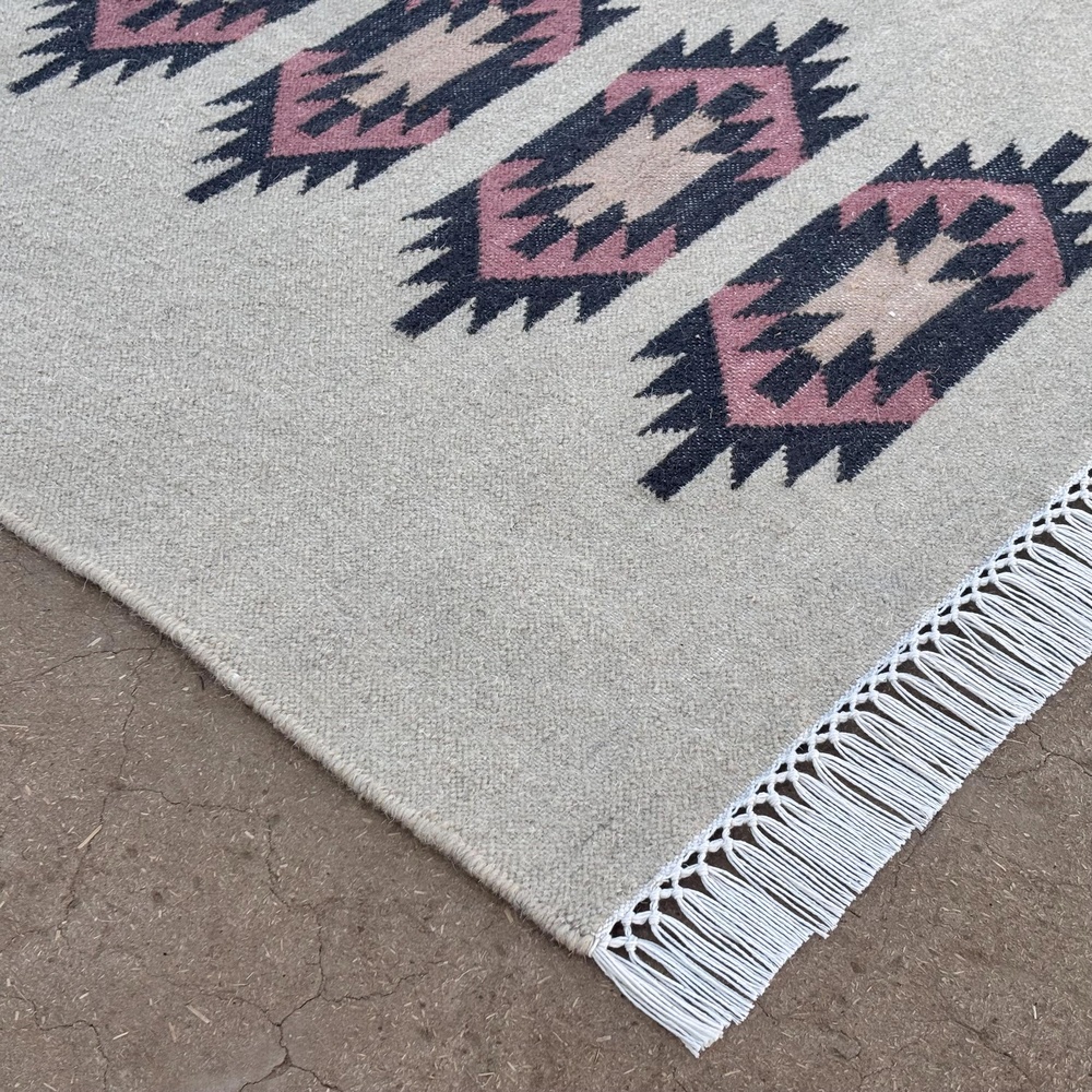 Handmade Wool Multicolor Vintage Dhurrie For Living Room